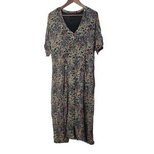 Vintage maxi length dress, short sleeves, lined